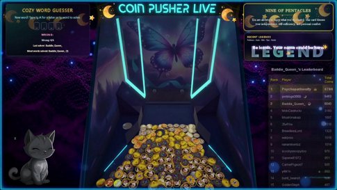 !𝒅𝒓𝒐𝒑 💧, !𝒄𝒐𝒊𝒏𝒔 🪙, !𝒔𝒆𝒂𝒔𝒐𝒏 🍂, !𝒘𝒓𝒂𝒑𝒔 💝, !𝒑𝒓𝒊𝒛𝒆 ✨, !tarot  🔮, !guess (letter),  !toss 😌 or 🐈