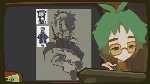 coworking with a green haired introvert (me) [working on commissions]
