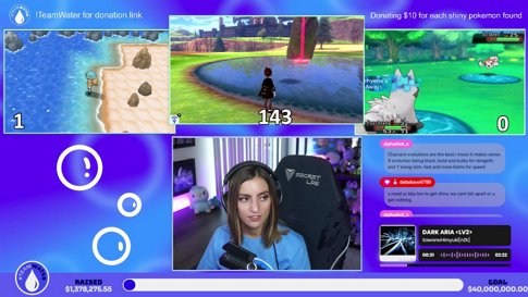 MrBeast #TeamWater event ✩*.ﾟ fishing for shiny pokemon !TeamWater