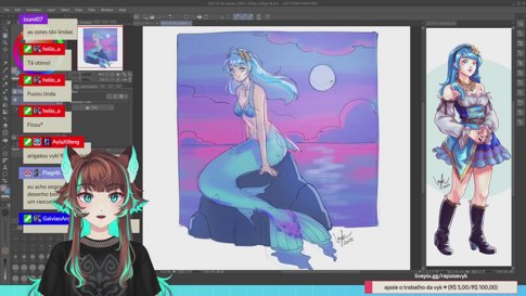 🧜‍♀️🐚 Desenhando sereias e tritões para o #mermay 🦊✨ !pix !comm !discord #RUZteam