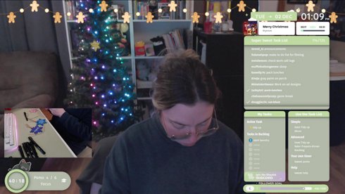 🎄TWITCHMAS DAY 2🎄 Subs get an ornament! || cozy co-working🍅50/10 pomos {MUTED until break time} !sweet !task !done !lurk !first !potato